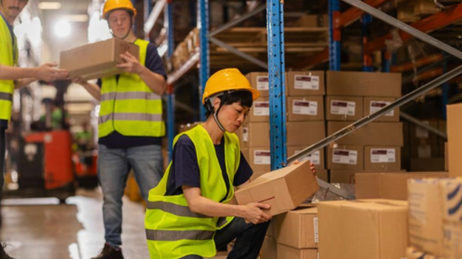 Warehouse worker preparing ecommerce packages for fulfillment